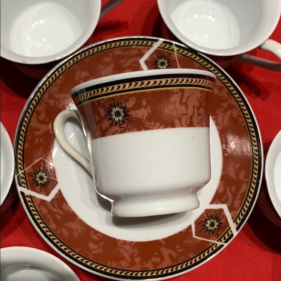 Porcelain set of 6 coffee cups and saucers - Picture 3 of 16